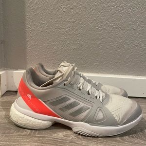 Adidas Court x Stella McCartney Tennis Shoes.  White/Gray/Neon Orange. 2021.W7